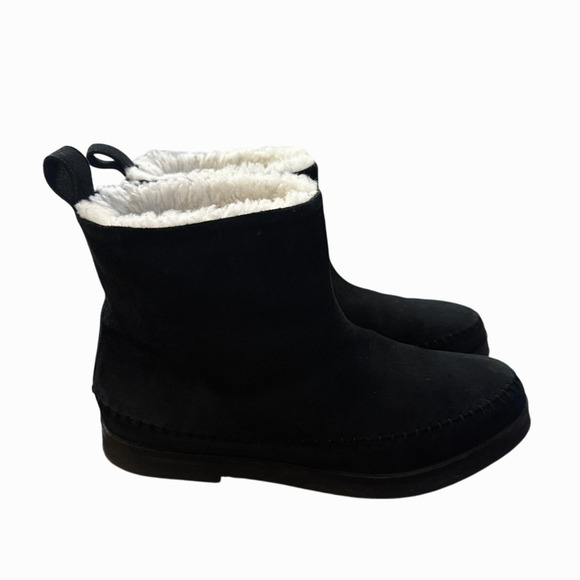 Jenni Kayne 6 Suede Moc Shearling Ankle Boots Slip On Booties Winter Black 36 - Picture 3 of 9
